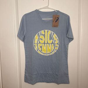 Asics Tennis T-Shirt Mens Regular Fit Crew Neck Blue Short Sleeve Size Small NWT
